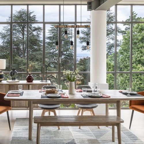 Rozkládací jídelní stůl Banila Atmosphera z masivu akácie přírodní 180–260 cm rustikální