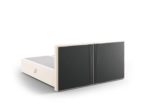 Čalouněná postel Jodie 160x200 béžová s úložným prostorem sametová do ložnice glamour