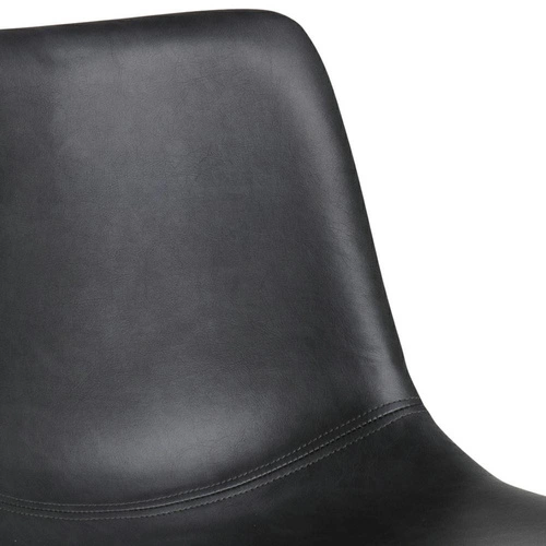 Barová židle s opěrkou Oregon Actona černá industriální do kuchyně a k ostrůvku, ekokůže, kov 76,5 cm