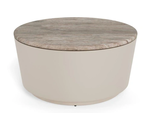 Konferenční stolek Cangas kulatý 80 cm šedý mramorový moderní do obýváku