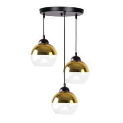Contessa závěsná lampa deska černá 3x40 E27 zlaté stínítko