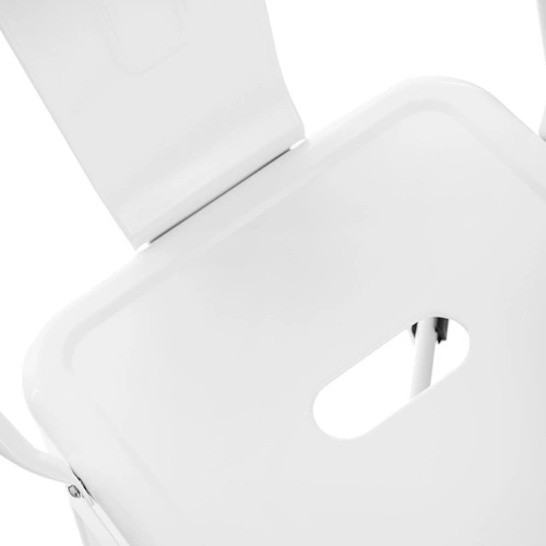Barová židle Paris Back 66 cm bílá kovová s opěrkou k kuchyňskému ostrůvku ve stylu Tolix industriální D2.DESIGN