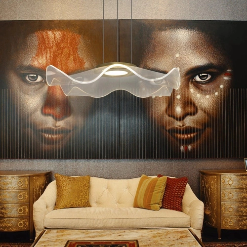 Závěsné svítidlo Velo no.2 zlaté LED moderní do obýváku a jídelny, nastavitelné 50 cm