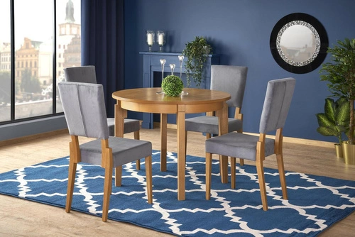 Rozkládací kulatý jídelní stůl Baros 100-200 cm moderní medový dub Intesi