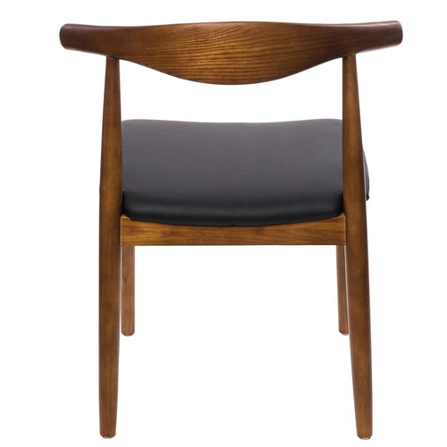 Dřevěná jídelní židle Codo inspirovaná Elbow Chair, čalouněná hnědou ekokůží