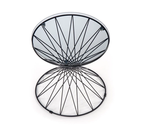 Konferenční stolek Susa kulatý skleněný černý moderní loft do obýváku 50 cm Intesi