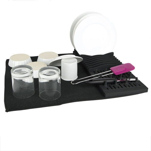 Intesi Airy moderní černá textilní odkapávač na nádobí na kuchyňskou desku 59,5x45 cm