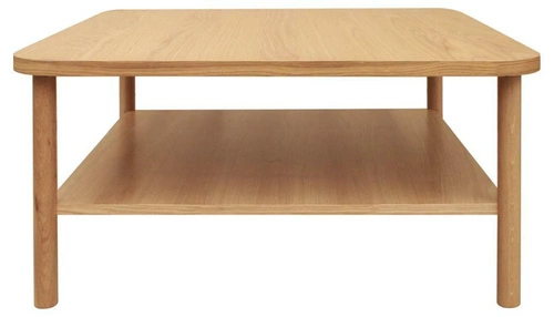 Konferenční stolek Banbury čtvercový dřevěný s policí 90x90 cm skandinávský do obýváku
