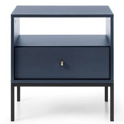 Modrý noční stolek 54 cm na vysokých nohách se zásuvkou Intesi Evora glamour