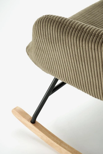 Houpací křeslo Donelia olivový manšestr s područkami do moderního obýváku