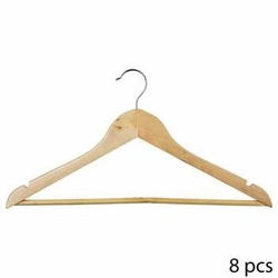 Sada 8 dřevěných ramínek na oblečení do skříně 5five simply smart přírodní eukalyptus