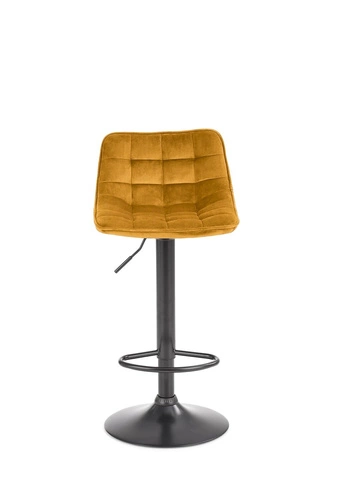 Barová židle Plaid sametová hořčicová s opěrkou výškově nastavitelná otočná moderní do kuchyně Intesi