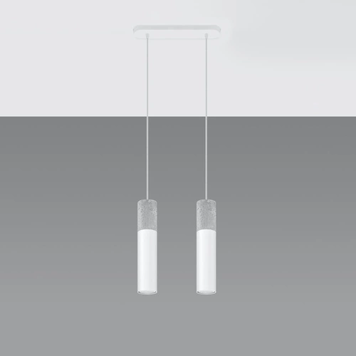 Závěsné svítidlo Borgio 2 bílé moderní do obýváku a nad stůl loftové betonové