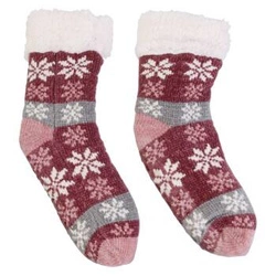 Vánoční zateplené červené ponožky Intesi do domácnosti z měkkého a příjemného polyesteru