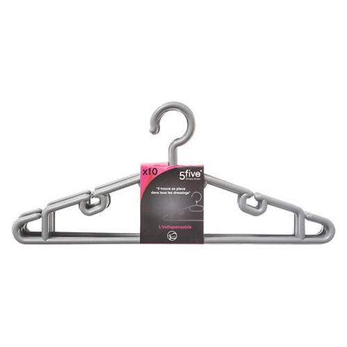 Sada 10 plastových ramínek na košile do skříně šedá 5five simply smart moderní
