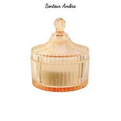 Vonná svíčka Ambre z broušeného skla L žlutá dekorativní dárková Intesi