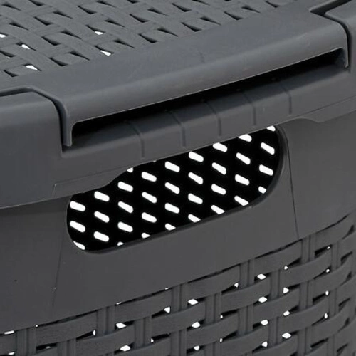 Moderní šedý prádelní koš z technoratanu 60 l do koupelny 5five simply smart