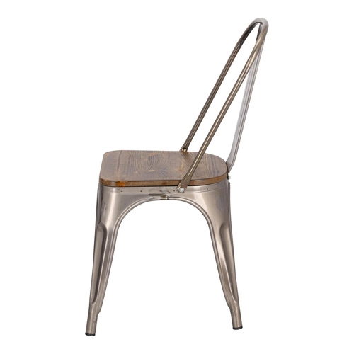 Jídelní kovová židle Paris Wood D2.DESIGN s dřevěným sedákem v industriálním stylu