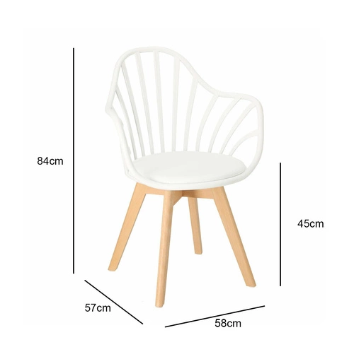 Jídelní židle Sirena Intesi bílá s područkami, skandinávský styl, snadné čištění