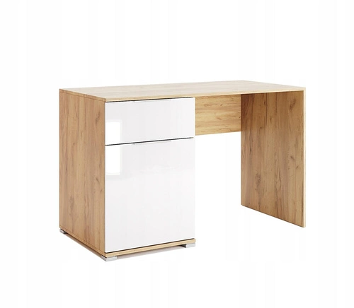 Moderní psací stůl Tissa dub craft a bílý lesk se zásuvkou pro práci a studium 120 cm