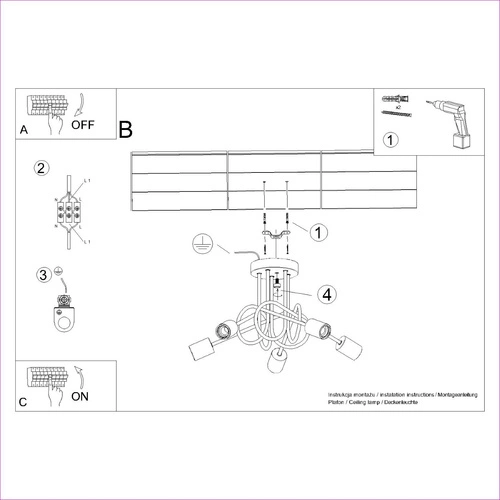 Stropní lustr EMBER 5 bílý minimalistický s dřevem do obýváku a jídelny 61 cm