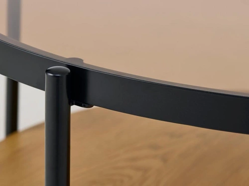 Konferenční stolek Hasel kulatý 84 cm do obývacího pokoje loftový skleněný