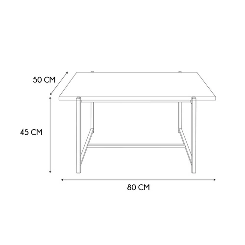 Konferenční stolek Loka obdélníkový 80x50 moderní loftový dřevěný s kovovou podnoží do obýváku