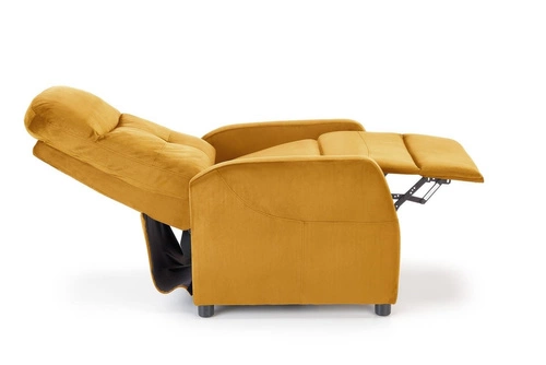 Rozkládací křeslo do obýváku Dativo žlutý samet moderní s funkcí spaní Intesi