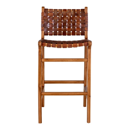 Barová židle Perugia loftová s opěrkou kožená hnědá na dřevěných nohách do kuchyně Intesi