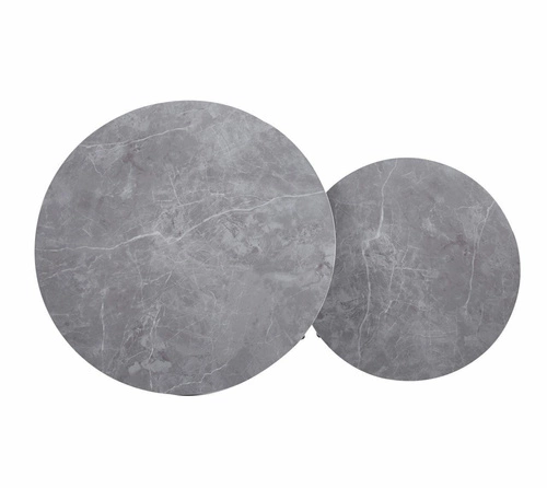 Sada 2 kulatých konferenčních stolků Tifa šedý mramor moderní loft do obýváku 80/60 cm