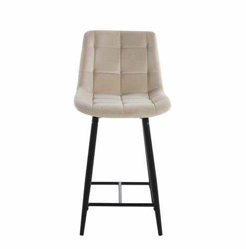 Barová židle Poly Low sametová béžová s opěrkou moderní do kuchyně a k ostrůvku 61 cm