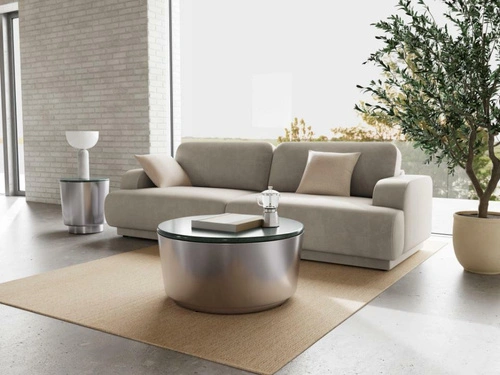 Konferenční stolek Cangas kulatý 45 cm šedý mramor moderní do obýváku