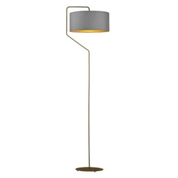 Stojací lampa do obýváku TESALLIA Lysne šedý samet moderní glamour s látkovým stínidlem 156 cm