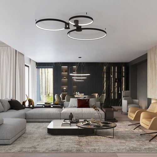 Stropní LED svítidlo Rio 78 černé moderní kulaté do obýváku, kuchyně a ložnice