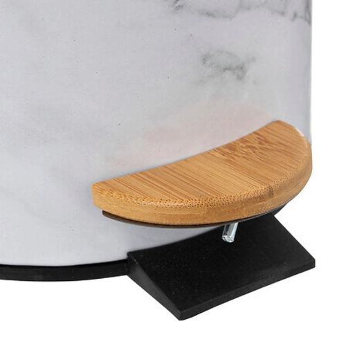 Koupelnový odpadkový koš 3L s pedálem bílý mramor bambusový moderní 5five