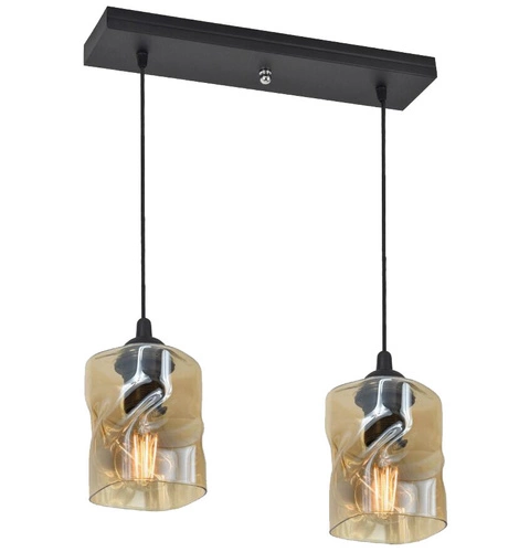 Závěsná lampa Felis černá 2x60W E27 jantarové stínítko