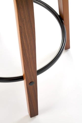 Barová židle Analis industriální čalouněná s opěrkou a područkami do kuchyně šedá/ořechová