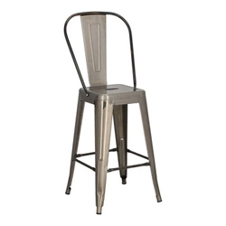 Barová židle Paris Back 66 cm kovová s opěrkou industriální ke kuchyňskému ostrůvku stříbrná D2.DESIGN