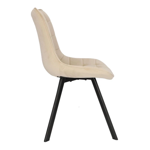 Čalouněná sametová židle Moly Intesi béžová s černými nohami do jídelny a obýváku