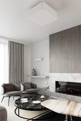 Moderní bílý čtvercový stropní svítidlo Lokko 45 cm do obýváku, kuchyně nebo ložnice