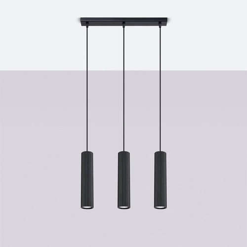 Závěsné svítidlo KARBON 3L černé nastavitelné do obýváku a jídelny moderní hliník