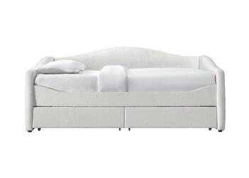 Čalouněná postel Elbert 90x200 krémová s úložnými zásuvkami do studentského pokoje