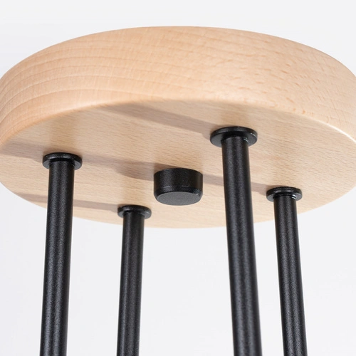 Loftový lustr TIMBO 4 černý s dřevem do obýváku a jídelny rozptýlené světlo