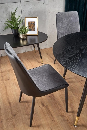 Jídelní kulatý stůl Beso moderní černá deska zlaté nohy 120 cm Intesi