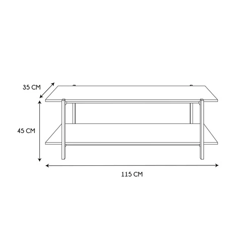 TV stolek loftový Loka 115 cm přírodní s policemi na nožkách do obýváku moderní