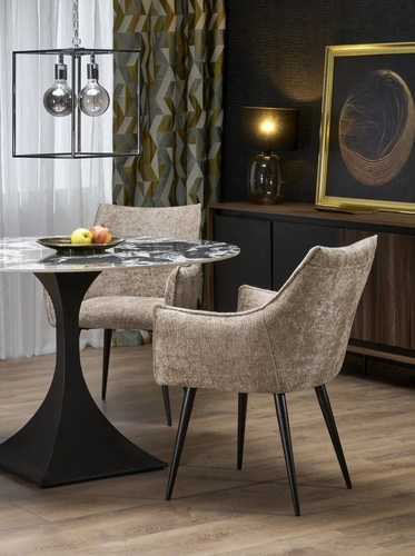 Jídelní kulatý stůl Gives černý mramor 120 cm moderní na jedné noze Intesi