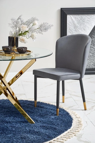 Kulatý skleněný stůl Amber 100 cm průhledný zlatý moderní do jídelny Intesi