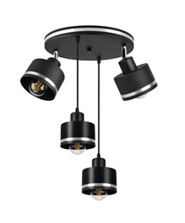 Wama černá deska závěsná lampa 4x40W E27 stínidlo černá+stříbrná