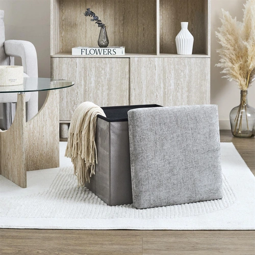Taburet Vels s úložným prostorem 38x38 šedý do obývacího pokoje a předsíně