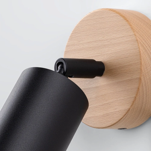 Nástěnné svítidlo VERDO černé moderní kovové s dřevem nastavitelný do obýváku a ložnice